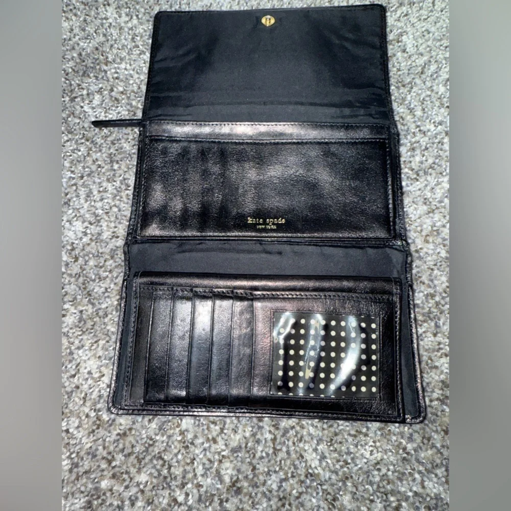 Kate spade black nylon trifold snap wallet